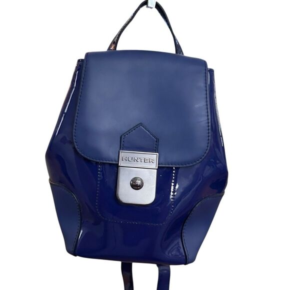 Hunter Original Refined Patent Leather Mini Backpack Blue - Picture 12 of 12